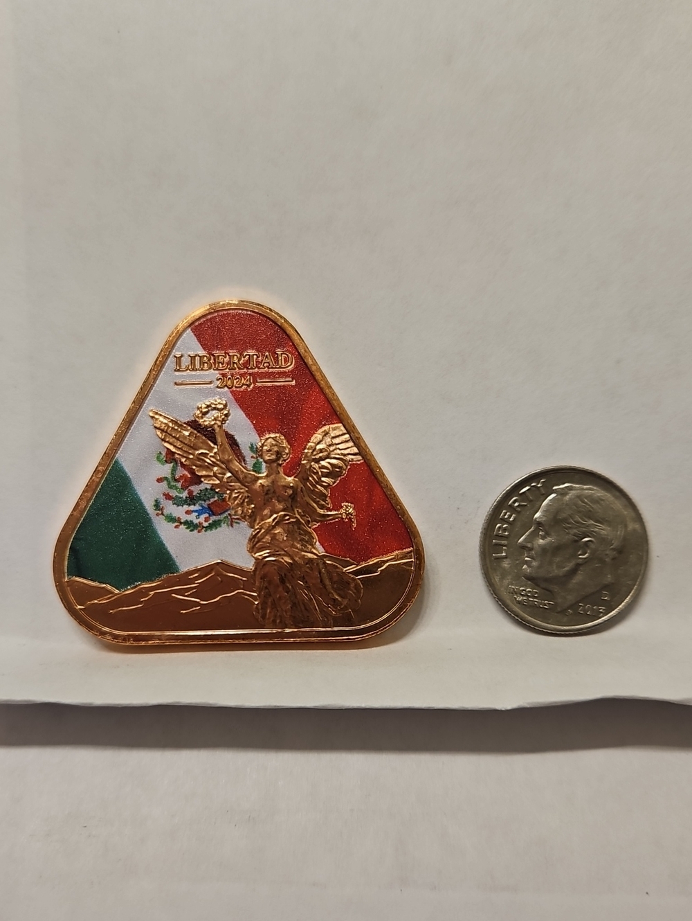 Colonial Libertad Triangular Copper Medallion - Picture 7 of 7